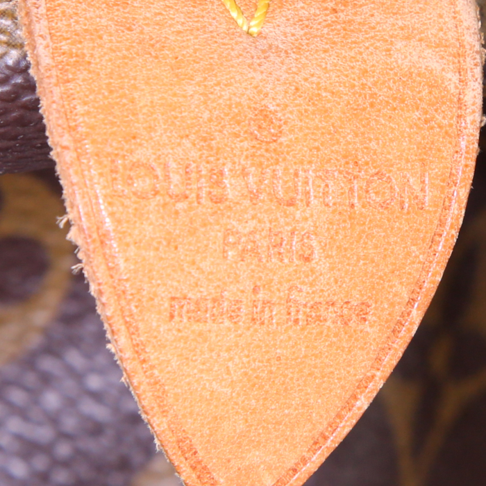 Sac à main Louis Vuitton Speedy 40 cm en toile monogram marron et cuir naturel - Detail D3