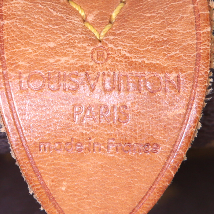 Sac à main Louis Vuitton Speedy 35 en toile monogram marron et cuir naturel - Detail D3