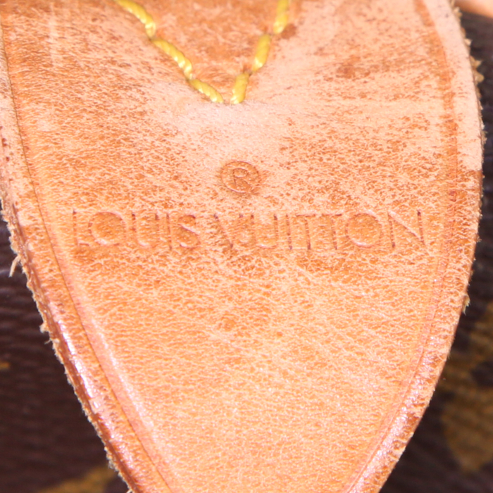 Borsa da viaggio Louis Vuitton Keepall 45 in tela monogram marrone e pelle naturale - Detail D3