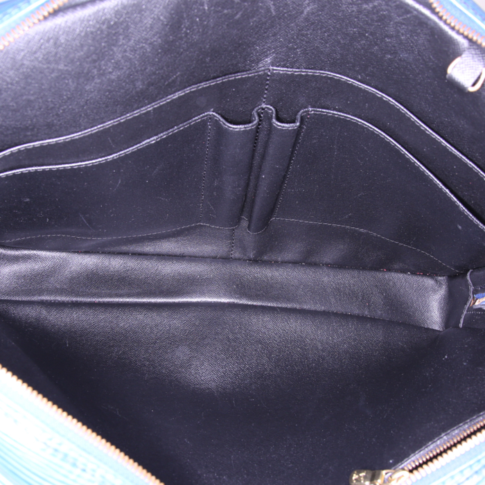 Louis Vuitton Porte documents Voyage briefcase in blue epi leather - Detail D2