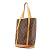 Shopping bag Louis Vuitton Bucket modello grande in tela monogram cerata marrone e pelle naturale - 00pp thumbnail
