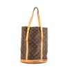 Sac cabas Louis Vuitton Bucket grand modèle en toile monogram enduite marron et cuir naturel - 360 thumbnail