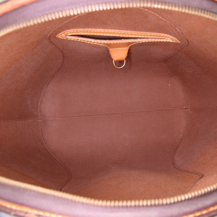 Bolso de mano Louis Vuitton Ellipse modelo grande en lona Monogram marrón y cuero natural - Detail D2