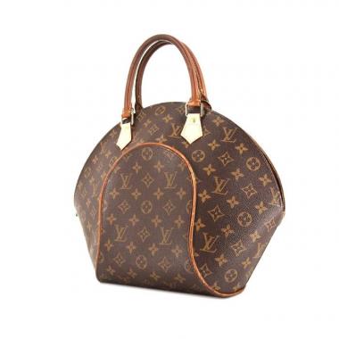 Sac à main Louis Vuitton Ellipse grand modèle en toile monogram marron et cuir naturel