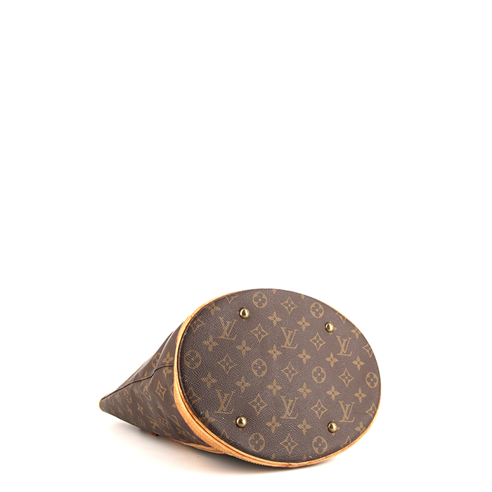 Louis Vuitton Bucket large model shopping bag in monogram canvas and natural leather - Detail D4