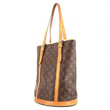 Sac cabas Louis Vuitton Bucket grand modèle en toile monogram enduite et cuir naturel