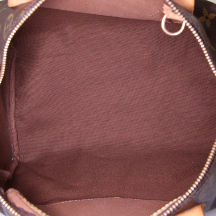 Sac à main Louis Vuitton Speedy 30 en toile monogram marron et cuir naturel - Detail D2