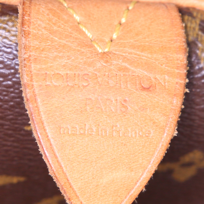 Louis Vuitton Speedy 30 handbag in brown monogram canvas and natural leather - Detail D3
