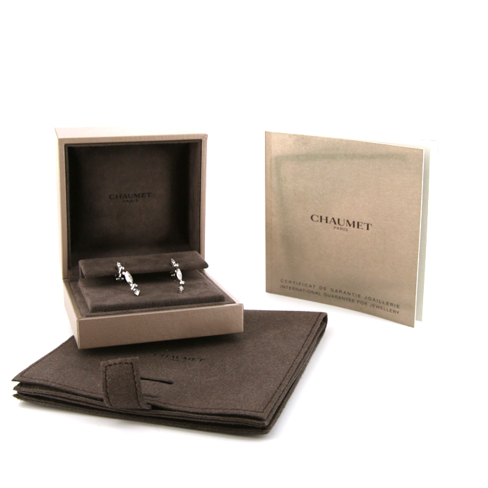 Pendientes colgantes Chaumet Frise en oro blanco y diamantes - Detail D2