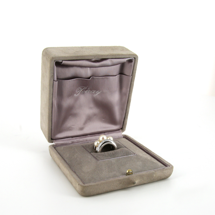 Sortija Poiray Fidji en oro blanco, perlas y diamantes - Detail D2