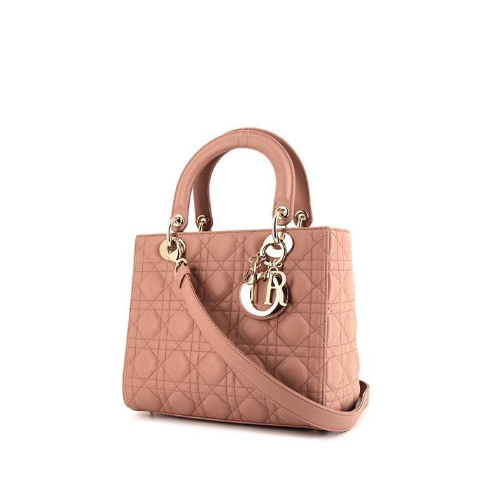 Bolso de mano Dior Lady Dior modelo mediano en cuero cannage color rosa claro - 00pp