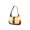 Gucci Jackie handbag in brown leather and beige canvas - 00pp thumbnail
