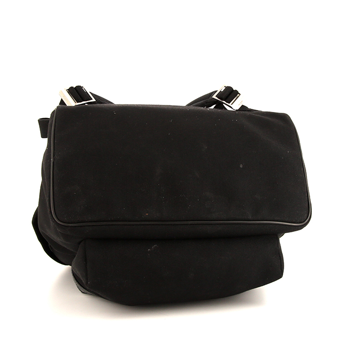 Saint Laurent City backpack in black canvas and black leather - Detail D4
