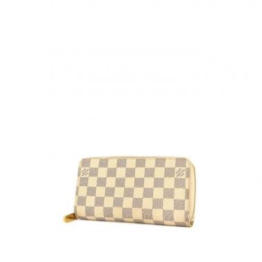 Billetera Louis Vuitton Zippy en lona a cuadros azul celeste