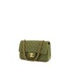 Chanel Mini Timeless shoulder bag in green chevron quilted leather - 00pp thumbnail