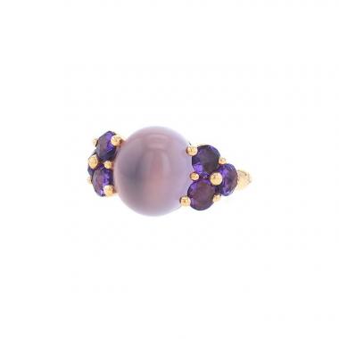 Bague Pomellato Luna en or rose et améthystes