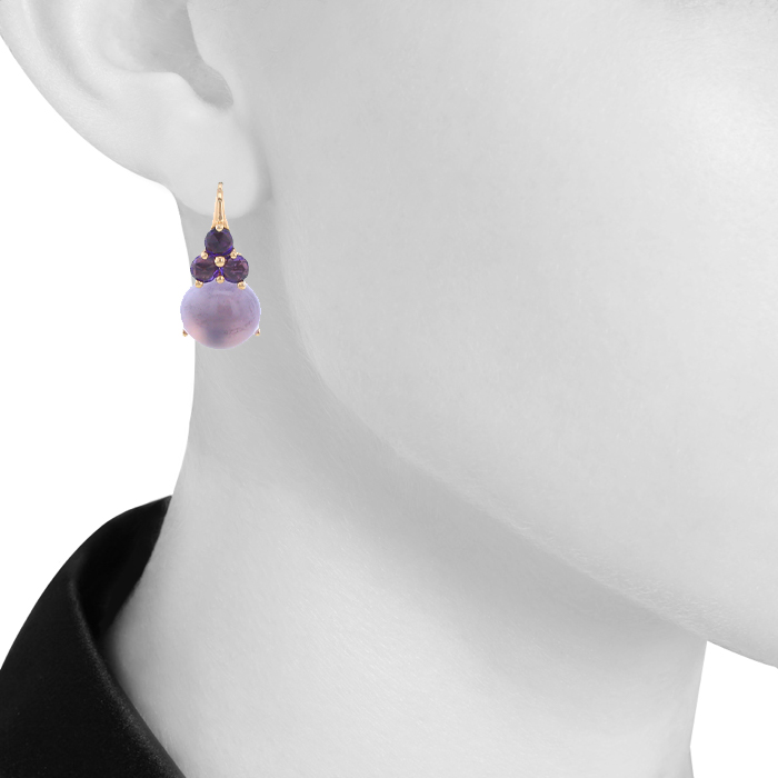 Paire de boucles d'oreilles Pomellato Luna en or rose et améthystes - Detail D1
