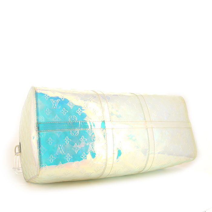 Sac de week end Louis Vuitton Keepall Editions Limitées Prism en vinyle dégradé transparent - Detail D5