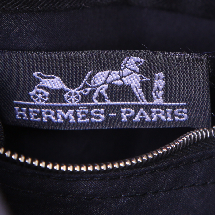 Hermes Acapulco shopping bag in canvas and black leather - Detail D3