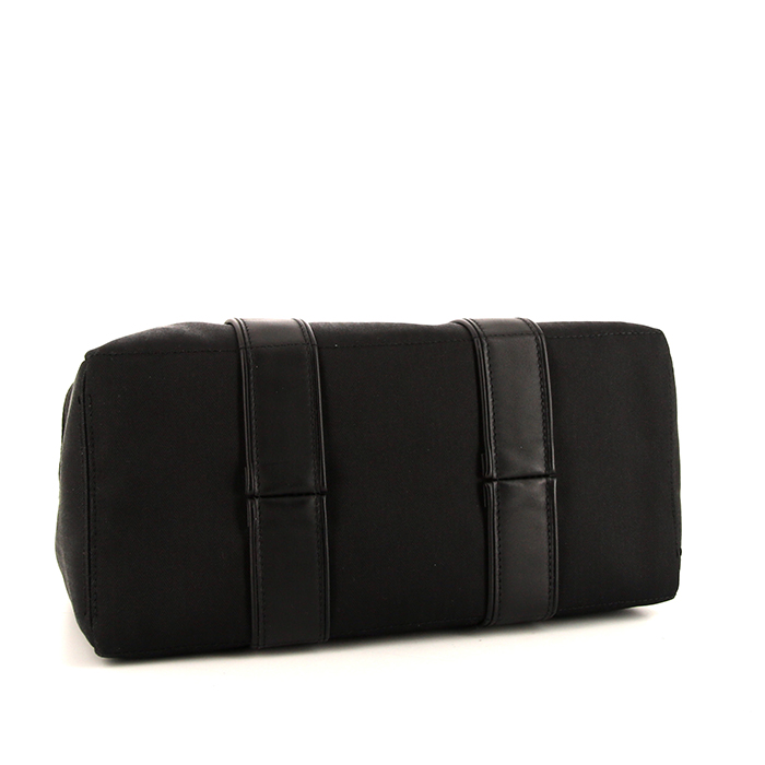 Hermes Acapulco shopping bag in canvas and black leather - Detail D4