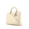 Borsa Dior Lady Dior modello grande in pelle verniciata bianco sporco - 00pp thumbnail