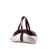 Prada Bowling handbag in silver leather and burgundy patent leather - 00pp thumbnail