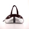 Prada Bowling handbag in silver leather and burgundy patent leather - 360 thumbnail