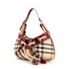 Burberry handbag in Haymarket canvas and burgundy patent leather - 00pp thumbnail