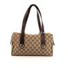 Gucci handbag in beige and brown monogram canvas and brown leather - 360 thumbnail