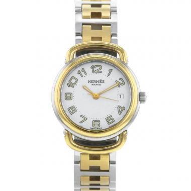 Reloj Hermès Pullman de acero y oro chapado Ref :  PU2.240 Circa  1990