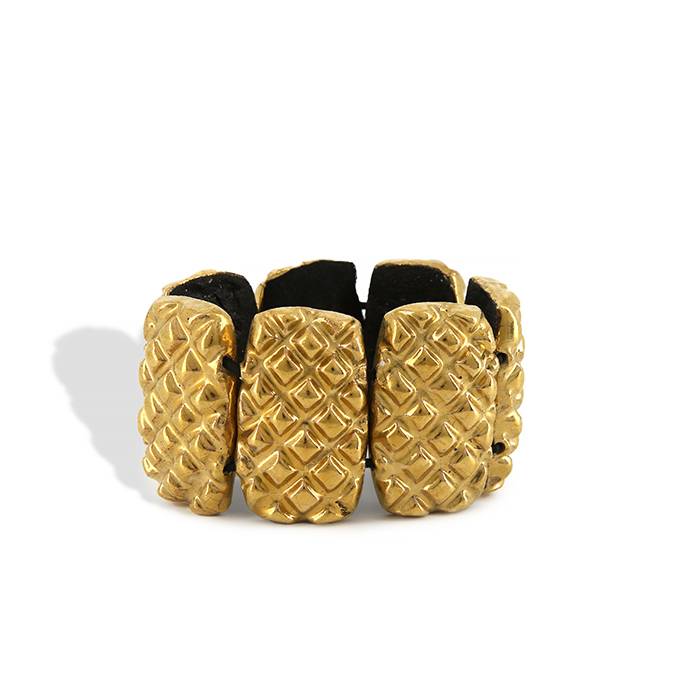 Bracelet Vintage Artistique En Résine - Bijou D'artiste Occasion Laiton/argenté