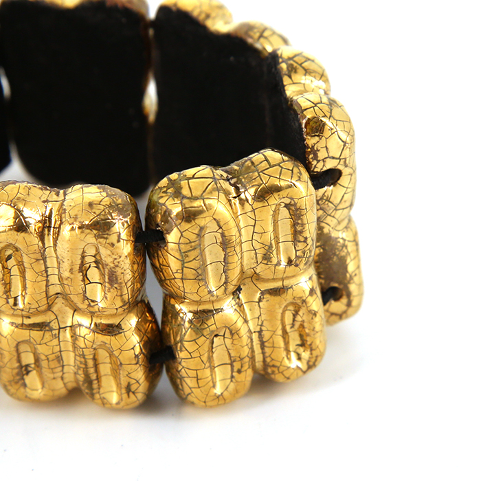 Mithé Espelt, Bracelet, jewellery in embossed earthenware and crackled gold, from the 1950's - Detail D2