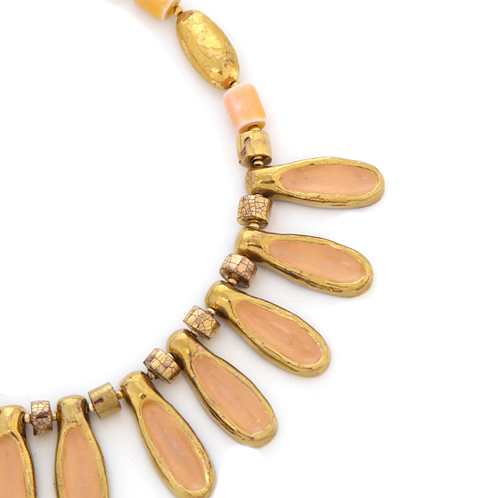 Mithé Espelt, Necklace, jewellery in embossed and glazed earthenware, crackled gold, from the 1950's - Detail D1