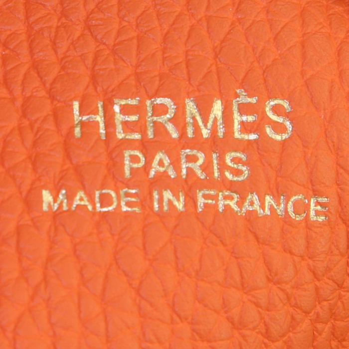Bolso Cabás Hermes Double Sens en cuero togo blanco y naranja - Detail D4