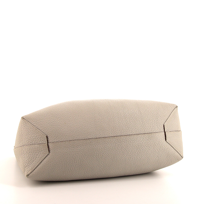 Sac cabas Hermes Double Sens en cuir togo blanc et orange - Detail D5