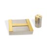 Hermès, Rare set from the “H” serie including a boxe and a table lighter in nickel and gold-plated metal, signed, from the beginning of the 1980’s - 00pp thumbnail