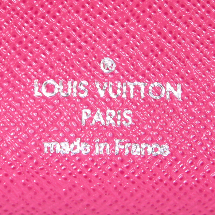 Portafogli Louis Vuitton Totem Linea in pelle Epi bianca e fucsia - Detail D3