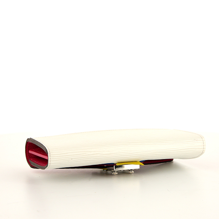 Portefeuille Louis Vuitton Totem Linea en cuir épi blanc et fuschia - Detail D4