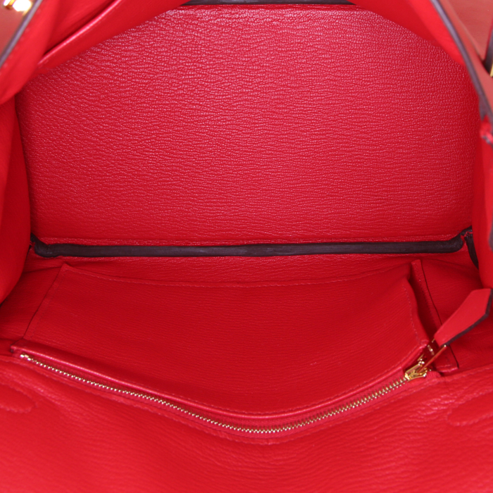Sac à main Hermes Birkin 25 cm en cuir Jonathan rouge - Detail D2