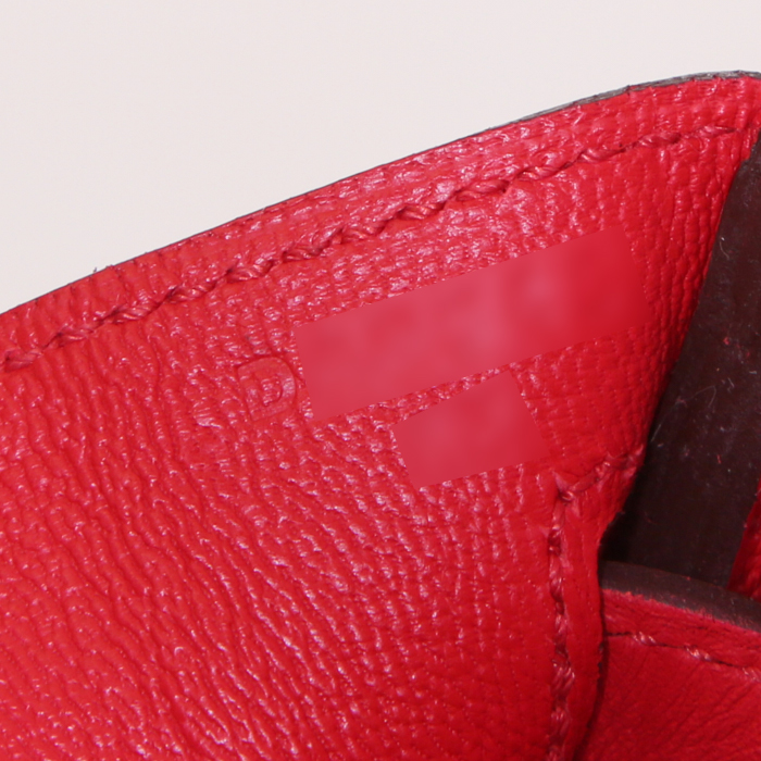 Sac à main Hermes Birkin 25 cm en cuir Jonathan rouge - Detail D4