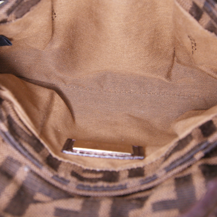 Fendi Chef Zucca Mini handbag in brown logo canvas and brown leather - Detail D2