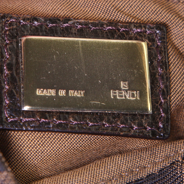 Fendi Chef Zucca Mini handbag in brown logo canvas and brown leather - Detail D4