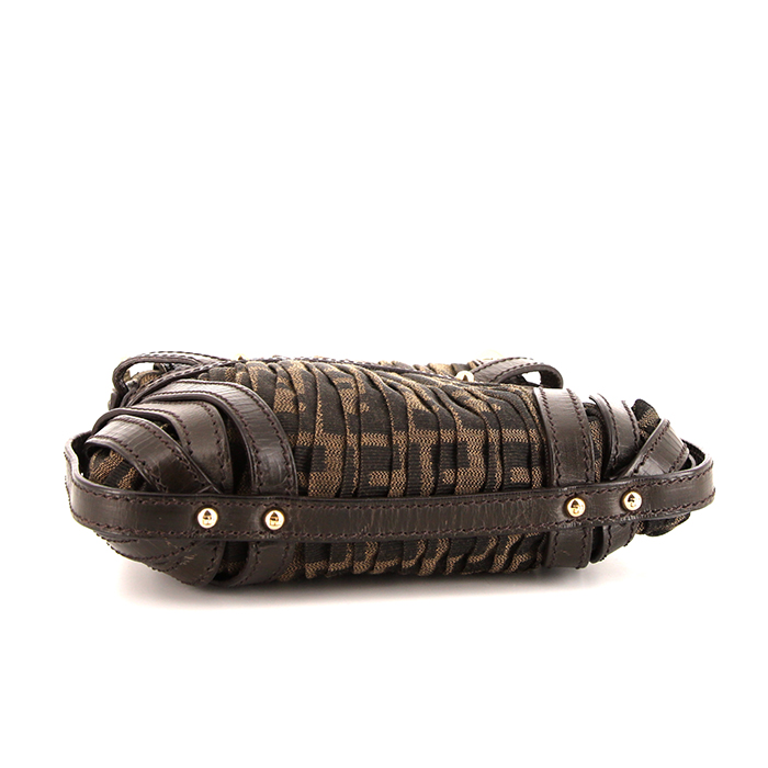 Sac à main Fendi Chef Zucca Mini en toile siglée marron et cuir marron - Detail D5