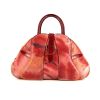 Sac à main Dior Saddle Bowler en toile rouge et orange et cuir verni rouge - 360 thumbnail