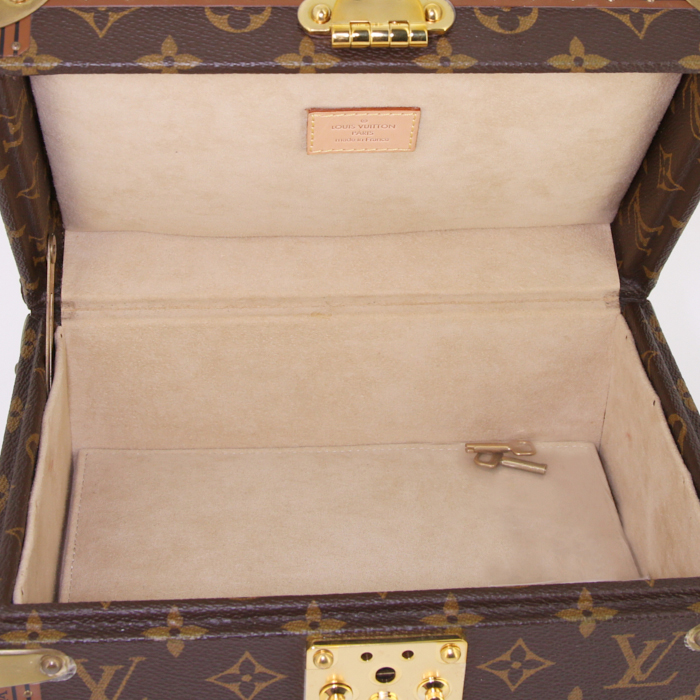 Louis Vuitton Tresor jewelry box in monogram canvas and brown lozine (vulcanised fibre) - Detail D1