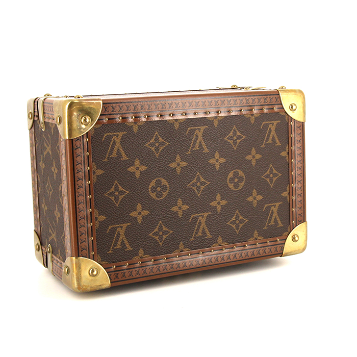 Louis Vuitton Tresor jewelry box in monogram canvas and brown lozine (vulcanised fibre) - Detail D3