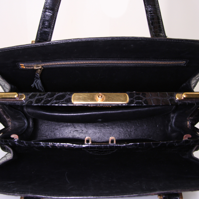 Sac à main Hermes Pullman en crocodile noir - Detail D2