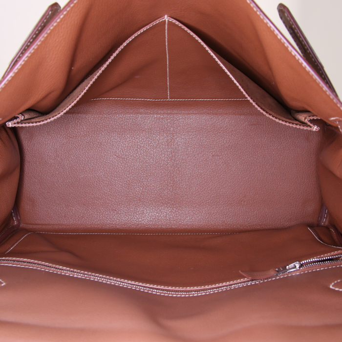 Bolso de mano Hermès  Kelly 35 cm en ternero graso marrón - Detail D2
