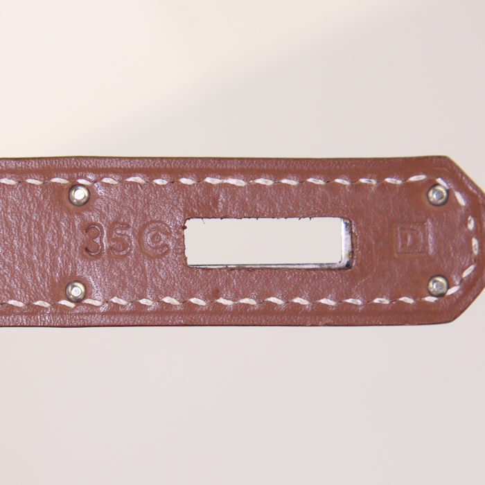 Hermès  Kelly 35 cm handbag  in brown impregnated calfskin - Detail D4