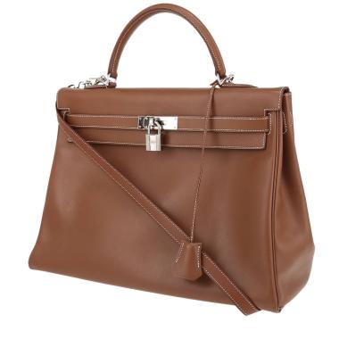 Bolso de mano Hermès  Kelly 35 cm en ternero graso marrón